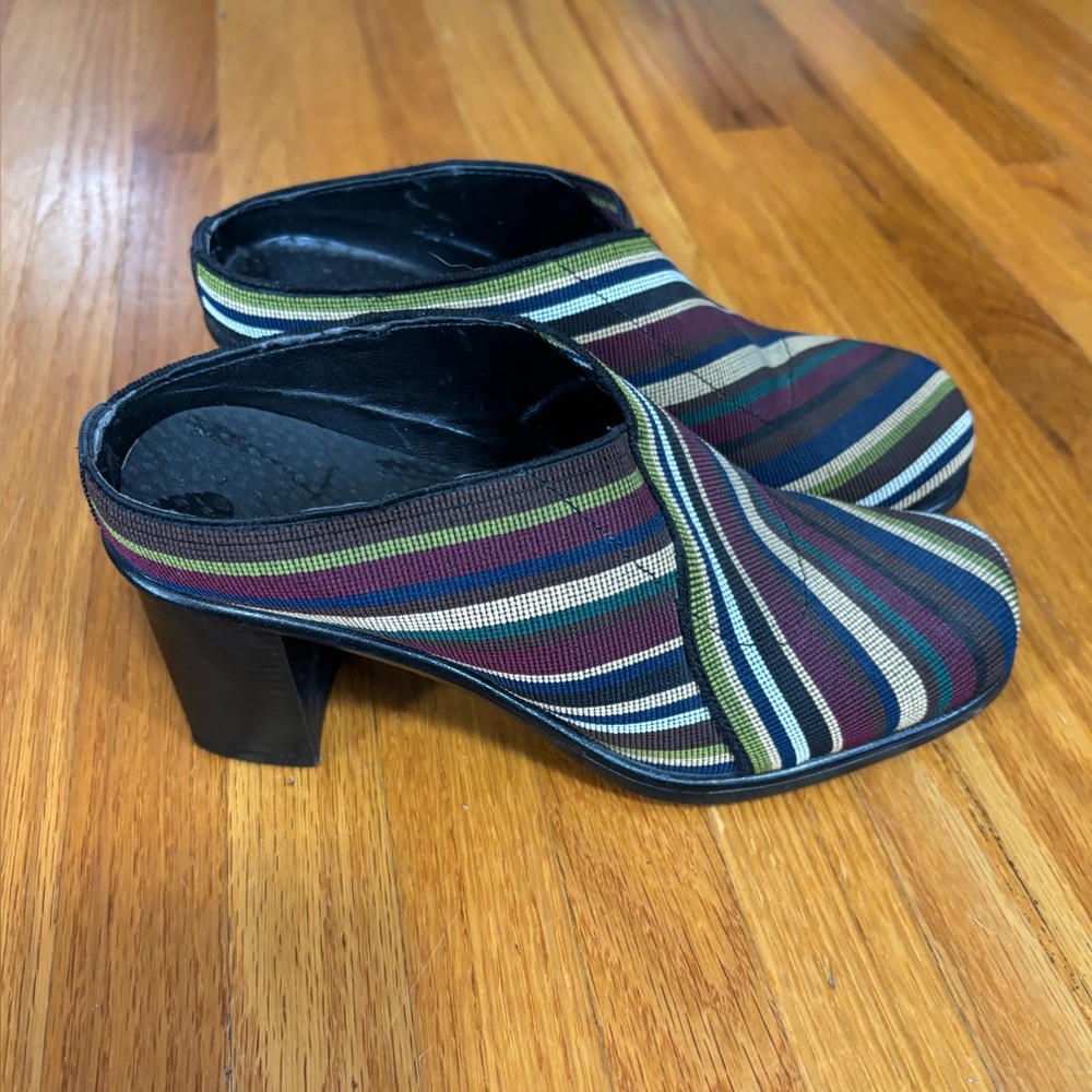 Striped Women's Heeled Mules